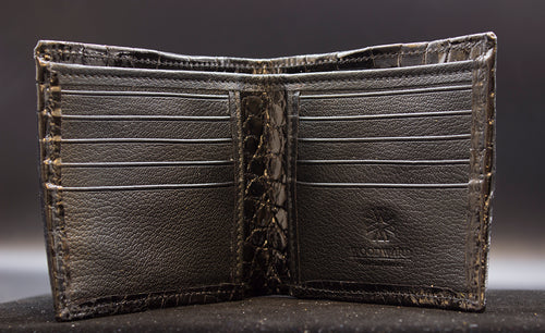 Barnns Limited Edition Rafferty Handcrafted Alligator Men's Leather Slim  Billfold Wallet - Black