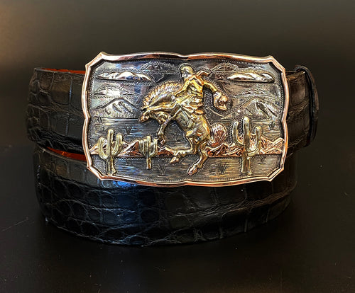 Sterling Silver Belt Buckle by Silver King Cowboy Ranch Horse Riding Barbed  Wire