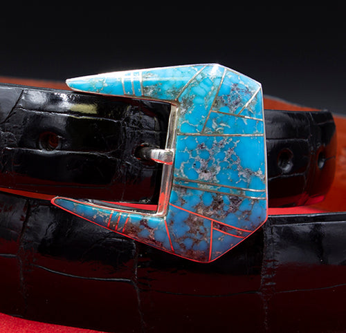 Big Sky Turquoise and Sterling Silver Buckle Belt