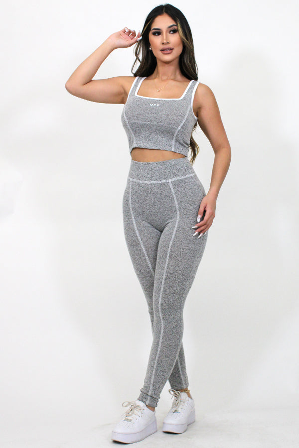 TWO TONE GREY CONTRAST WHITE SET WITH LETTERING MXST104 – Junie Clothing
