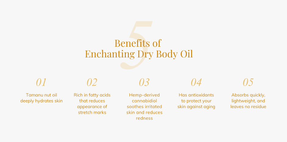 5 Benefits of Enchanting Dry Body Oil Infographic