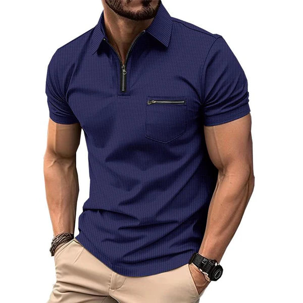 MEN'S SOLID WAFFLE BUTTON HENLEY NECK SPORTS POLO SHIRT - WildernessMans product image