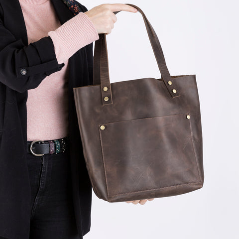 Leather Tote Bag for Women Large With Zipper Pocket Handmade 