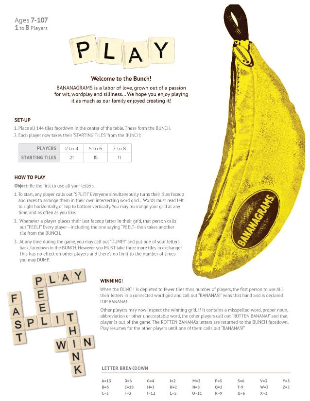 Bananagrams: Game Review + FREE Printable Game Sheet
