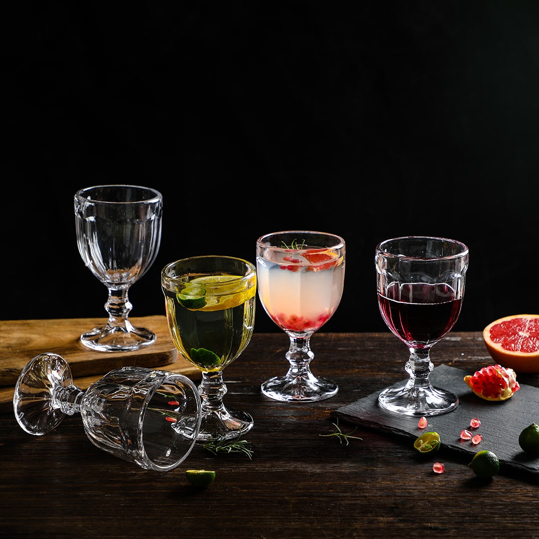 Octagon Water Goblets Stemware Glasses