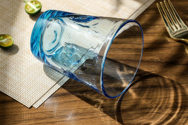 hand blown drinking glasses blue