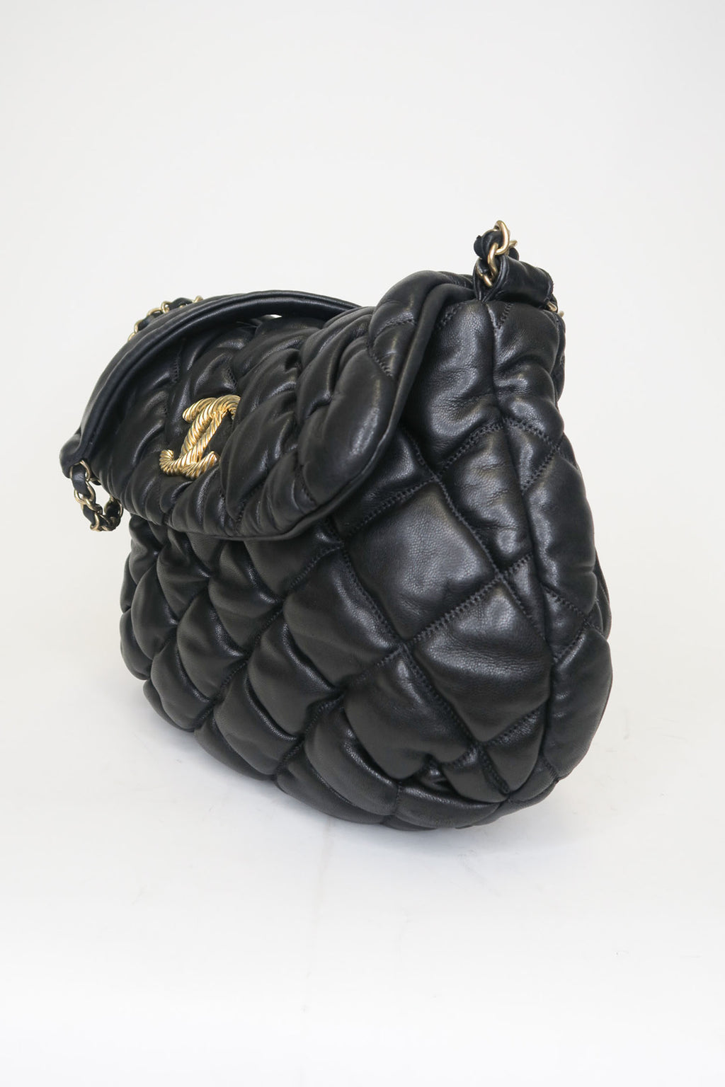 Chanel Bubble Bowler Bag Quilted Velvet Medium