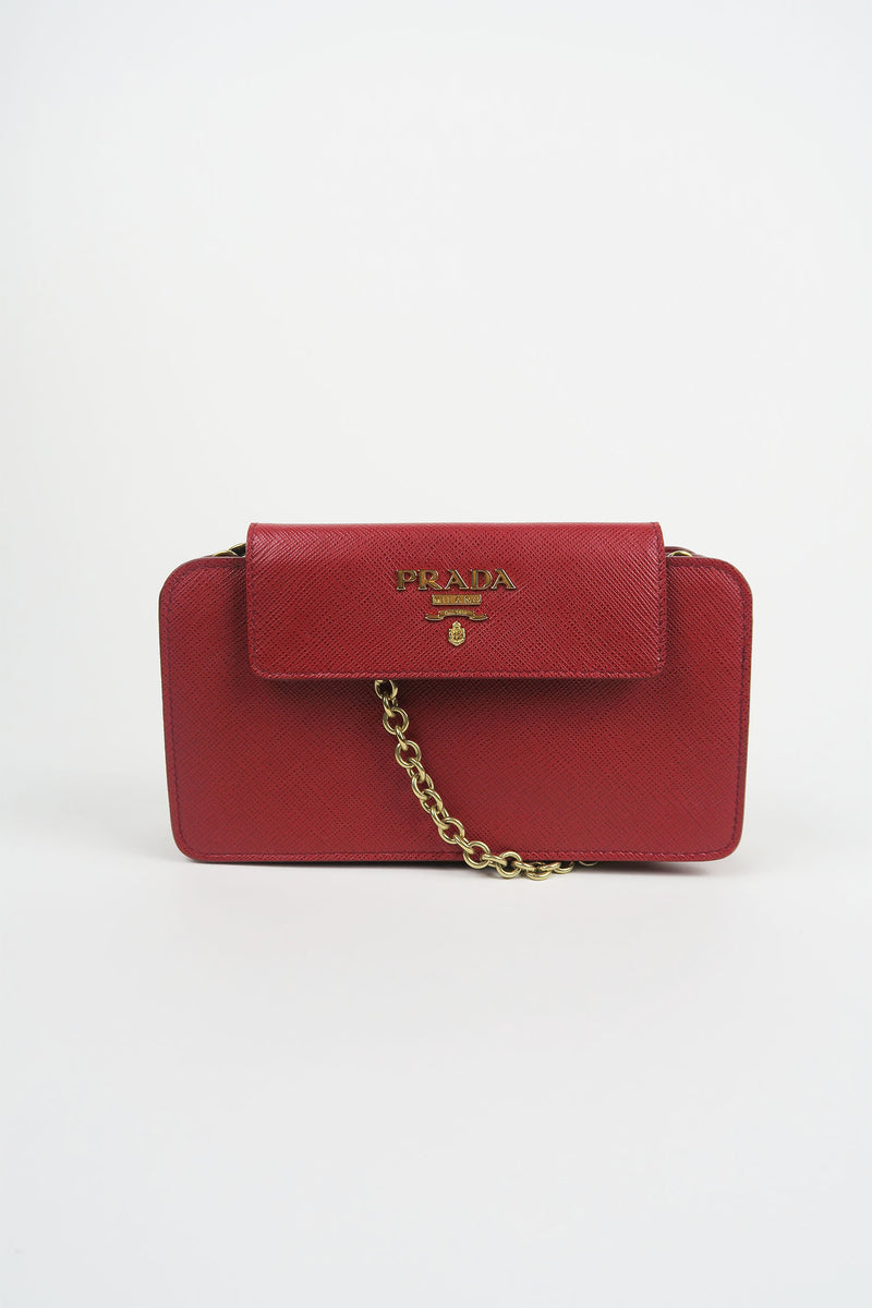 prada red wallet on chain