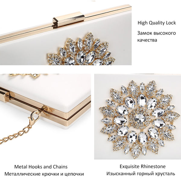 White Women Clutch Bag Wedding Clutch Purse Bridal Evening Crystal Summer Bags for Women 2020 Luxury Small Crossbody Bags ZD1333 5