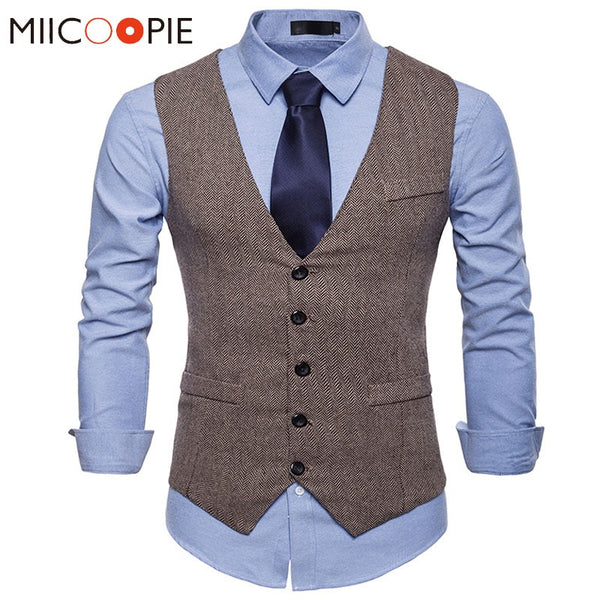 Fashion Suit Vest Men Formal Dress Vest Colete Masculino Herringbone Gilet Fitness Sleeveless Jacket Wedding Waistcoat Men XXL 0