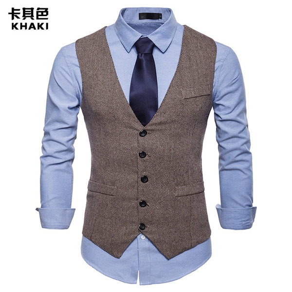 Fashion Suit Vest Men Formal Dress Vest Colete Masculino Herringbone Gilet Fitness Sleeveless Jacket Wedding Waistcoat Men XXL 5