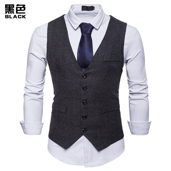 Fashion Suit Vest Men Formal Dress Vest Colete Masculino Herringbone Gilet Fitness Sleeveless Jacket Wedding Waistcoat Men XXL 1