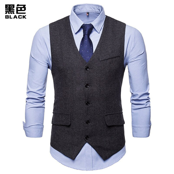 Fashion Suit Vest Men Formal Dress Vest Colete Masculino Herringbone Gilet Fitness Sleeveless Jacket Wedding Waistcoat Men XXL 4