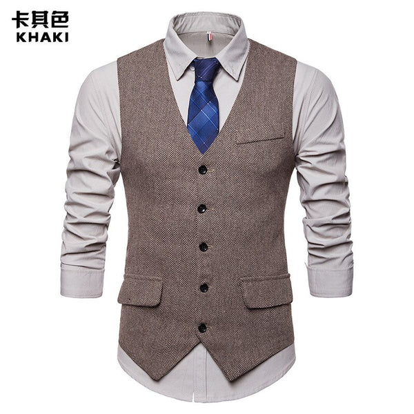 Fashion Suit Vest Men Formal Dress Vest Colete Masculino Herringbone Gilet Fitness Sleeveless Jacket Wedding Waistcoat Men XXL 2