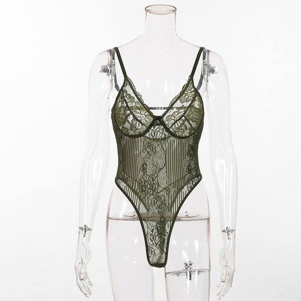 Cryptographic Sheer Lace Bodysuit For Women 5