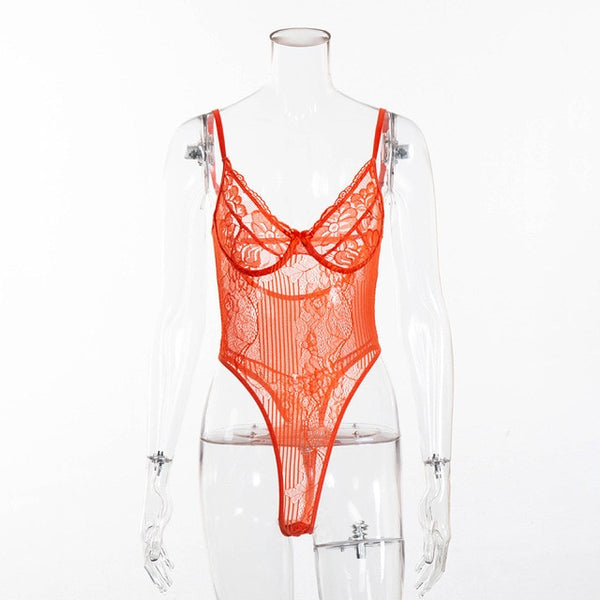 Cryptographic Sheer Lace Bodysuit For Women 15