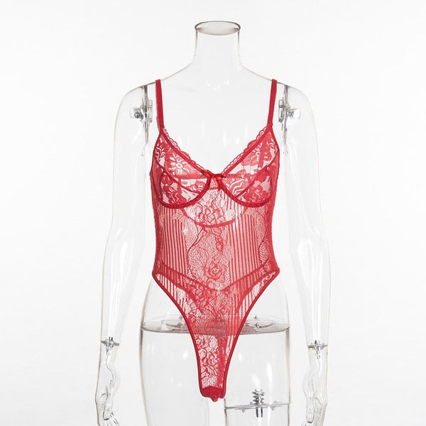 Cryptographic Sheer Lace Bodysuit For Women 1