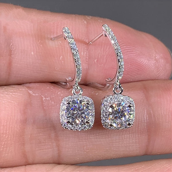 Huitan New Trendy Square Shape Drop Earrings Brilliant Bridal Engagement Wedding Jewelry Elegant Female Dangle Earring Fine Gift 1
