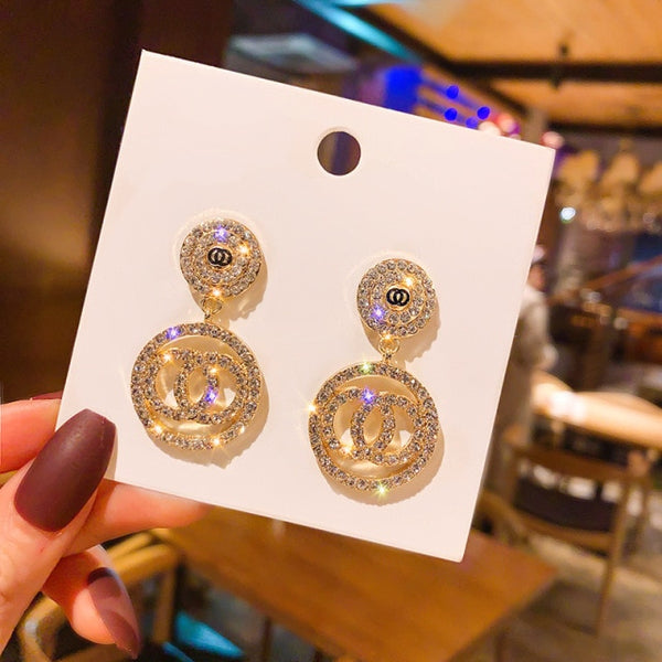 2021 New Fashion Korean Oversized White Pearl Drop Earrings for Women Bohemian Golden Round Zircon Wedding Earrings Jewelry Gift 3
