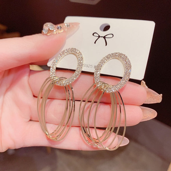2021 New Fashion Korean Oversized White Pearl Drop Earrings for Women Bohemian Golden Round Zircon Wedding Earrings Jewelry Gift 4