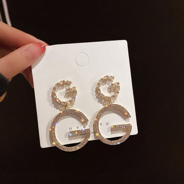 2021 New Fashion Korean Oversized White Pearl Drop Earrings for Women Bohemian Golden Round Zircon Wedding Earrings Jewelry Gift 28