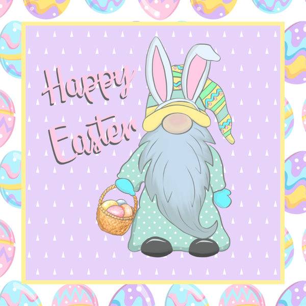 8x8 Happy Easter Gnome Bunny Sign