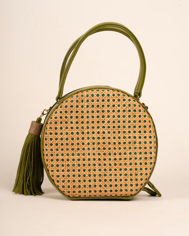 Francesca handwoven olive handbag