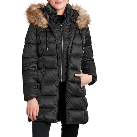 Geographical Norway Belinda Lady - Women's Autumn/Winter Season Hot Head  Pass - Fake Fur Hooded Coat - Windproof Jacket Short Coat - Elegant Women