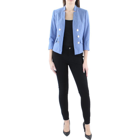 Buy TAHARI ASL Crepe Blazer - Blue At 56% Off