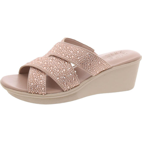 Naturalizer Womens Rowena 2 Strappy Peep-Toe Slide Sandals