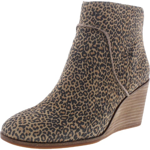 Women's Lucky Brand Yabba Wedge Bootie Eyelash Sophia Leopard Print Leather  11 M 