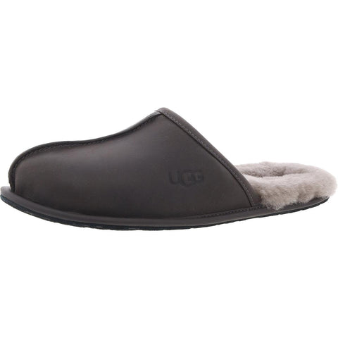 Ugg Mens Scuff Lined Leather Scuff Slippers