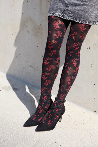 BARI 60DEN tights with floral pattern