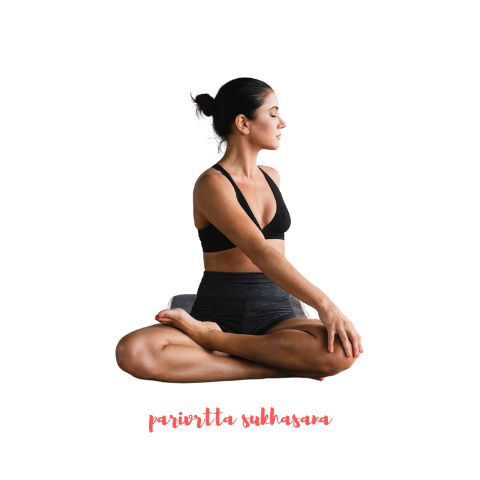 Parivrtta Sukhasana postura yoga