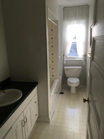Dated dark white bathroom