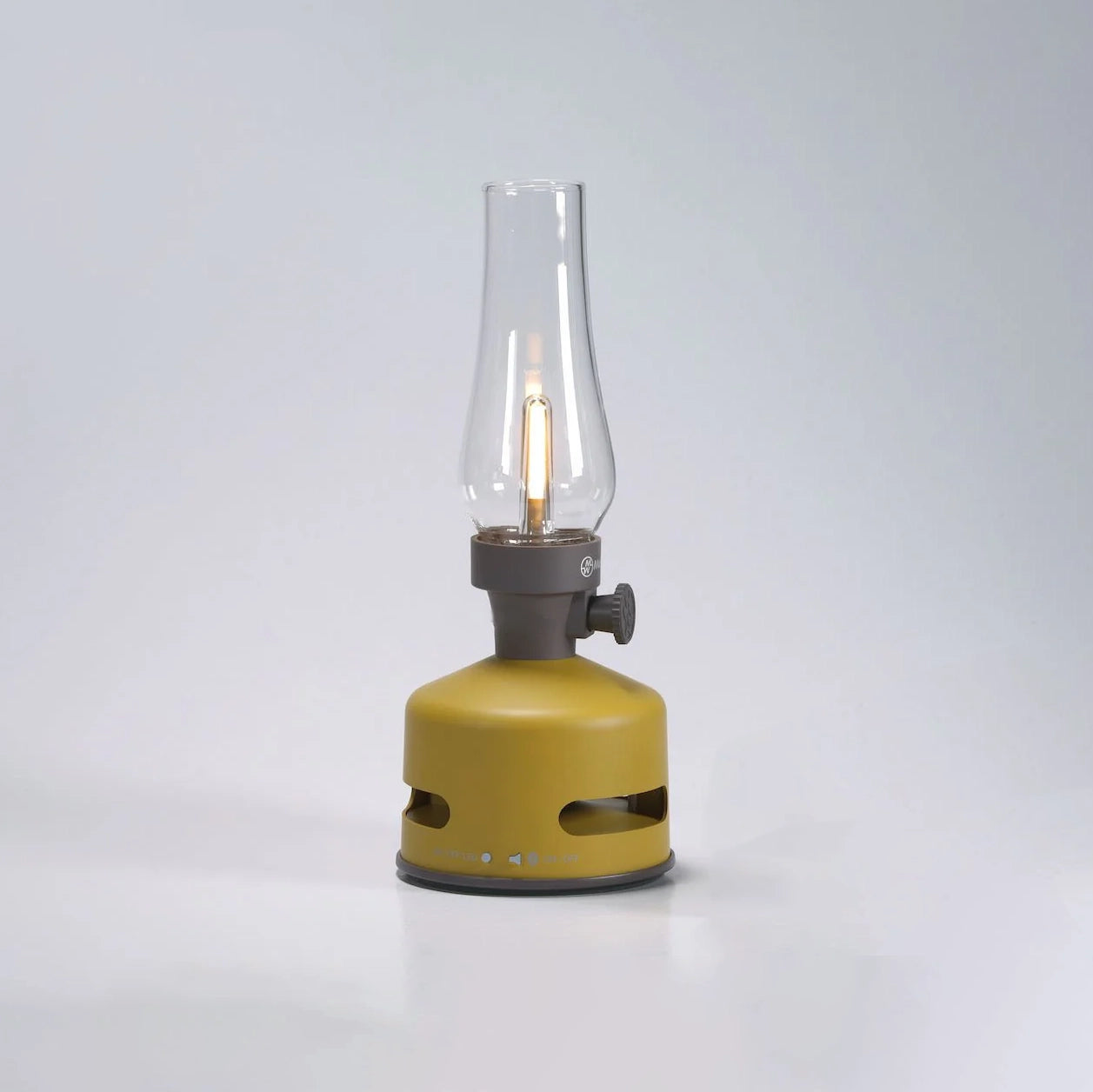 Mustard Yellow LED Lantern Combining Light and Sound with an Integrated Speaker