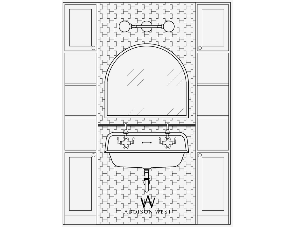 bathroom sink elevation floor plan by vermont interior designers Addison West