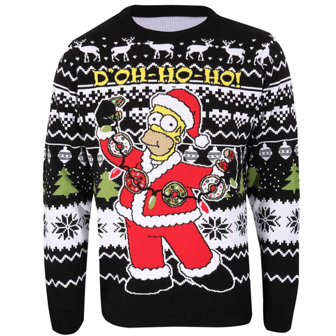 Simpsons Christmas jumper featuring Santa Homer and reads: 'Doh-Ho-Ho.'