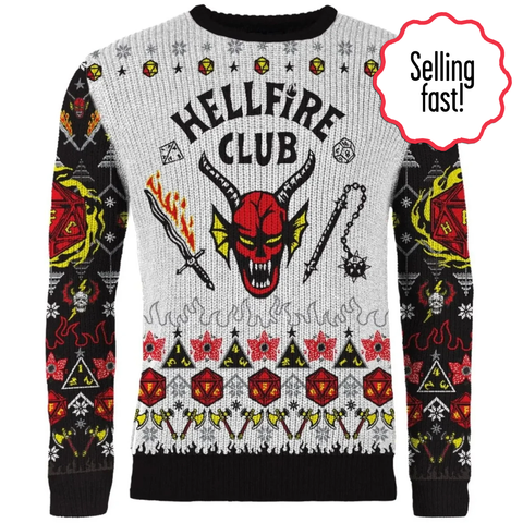 Stranger Things Hellfire Club logo Christmas Jumper.