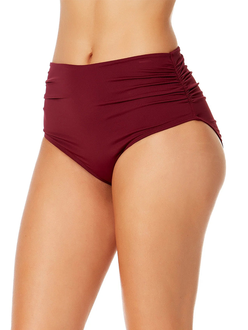 Anne Cole Shirred Hi-Low Swim Bottom