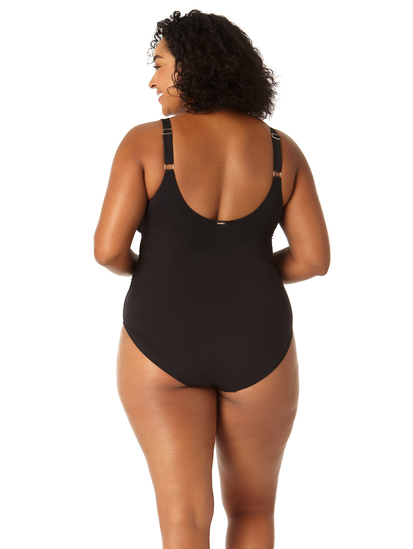 Anne Cole Plunge Mesh One Piece Plus Size Swimsuit