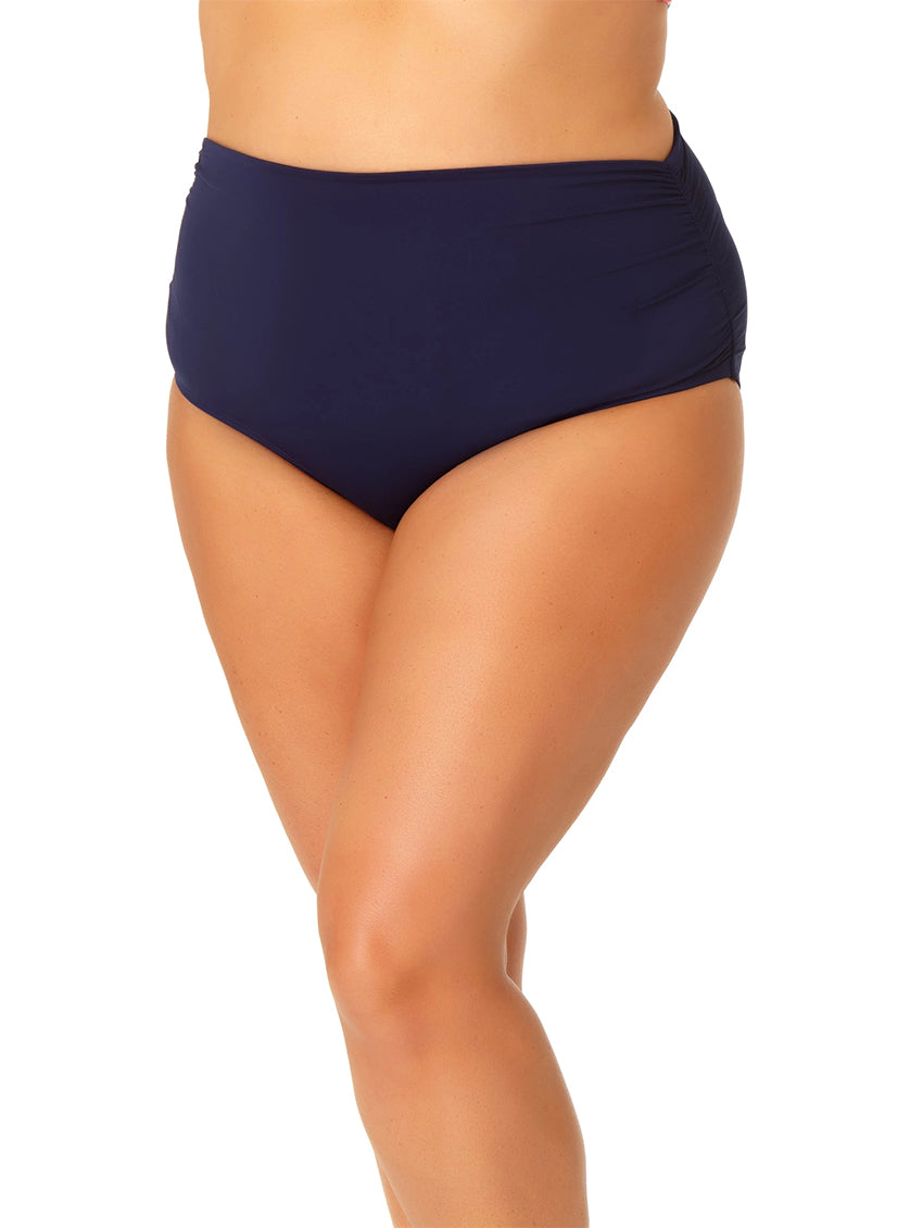 Anne Cole Shirred Hi-Low Plus Swim Bottom