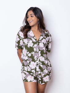 Valaria - Short Sleeve Classic SPJ Set in Camo Floral Buy Clothing and Fashion Online for specialGifts