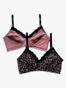 Grace - 2pk Non-Wired Nursing Bra in Scattered Floral & Nostalgia Rose Combo Buy Clothing and Fashion Online for specialGifts