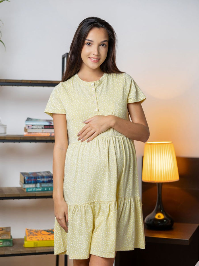 Susanna - Tiered Nursing Sleep. Shirt In Yellow Ditsy Floral Online at Kapruka | Product# ef_AC_7985066115225