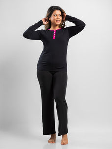 Andrea - Long Sleeve Button Front LPJ in Black Buy Clothing and Fashion Online for specialGifts