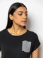 Shop in Sri Lanka for Jade - Short Sleeve Crop Tee & SPJ Set In Black & White Stripe