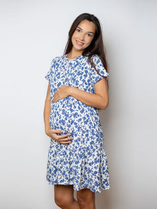 Susanna - Tiered Nursing sleep. Shirt in Blue Floral Buy Clothing and Fashion Online for specialGifts