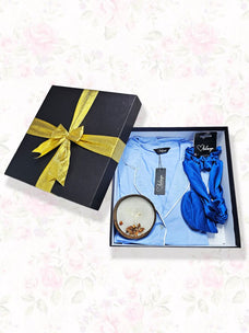Serene Slumber - Gift Box with Classic Pajama, Accessories Set & Candle in Blue Buy Clothing and Fashion Online for specialGifts