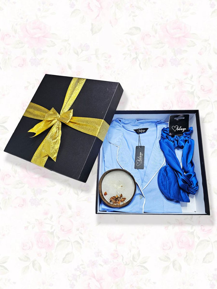 Serene Slumber - Gift Box With Classic Pajama, Accessories Set & Candle In Blue Online at Kapruka | Product# ef_AC_8021051277465